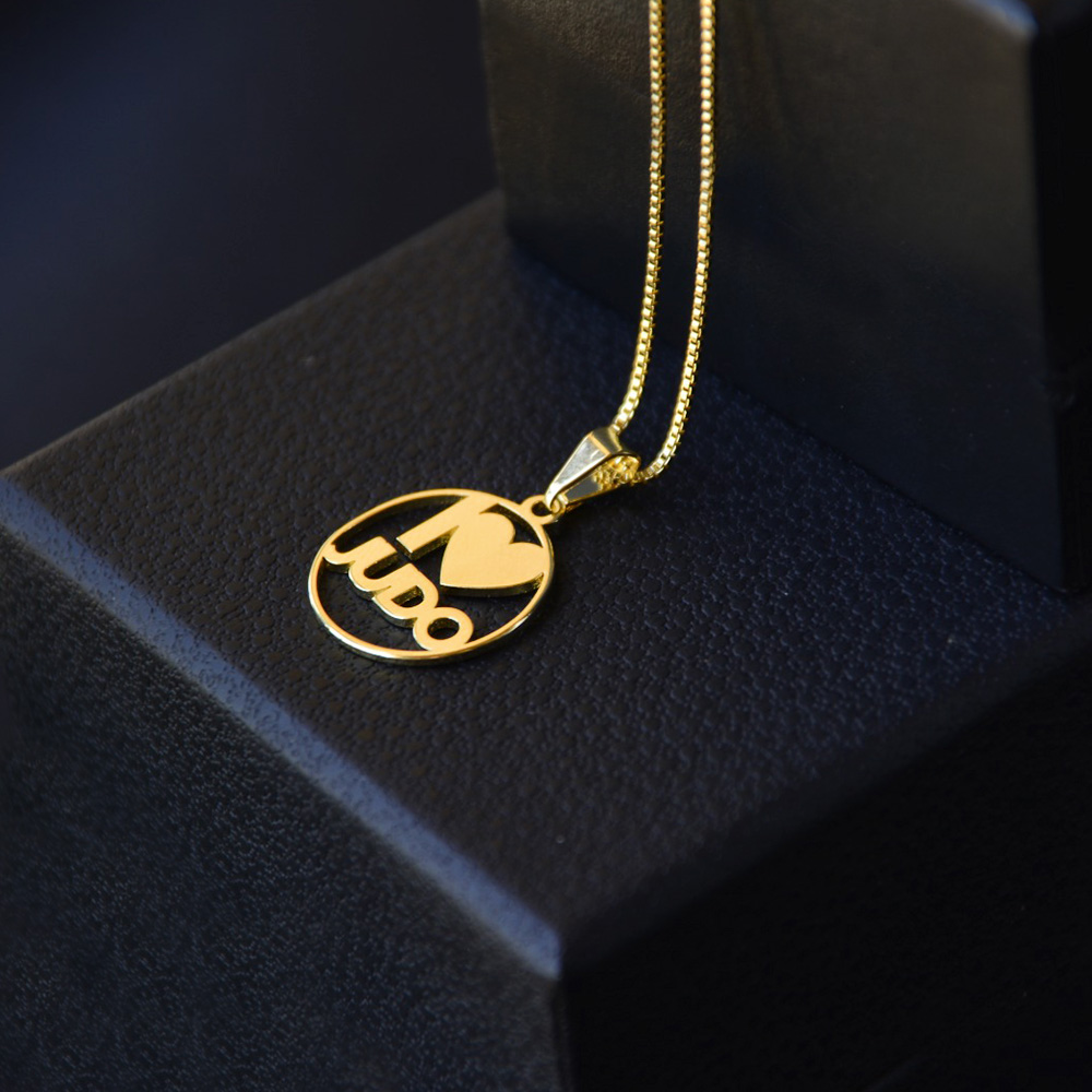 Colar com Pingente I Love Judo Folheado a...